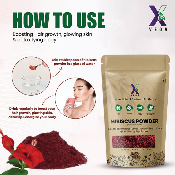 Hibiscus Powder (Hibiscus rosa-sinensis) | 100% Pure & Natural | Herbal Hair & Skin Care