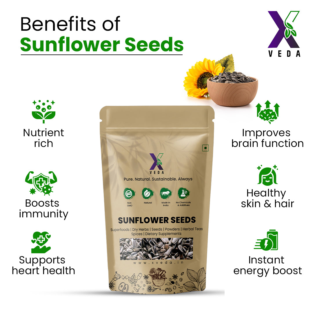 150g Raw Sunflower Seeds – Natural, Non-GMO & Chemical Free | By X Veda | Healthy Snacking & Superfood