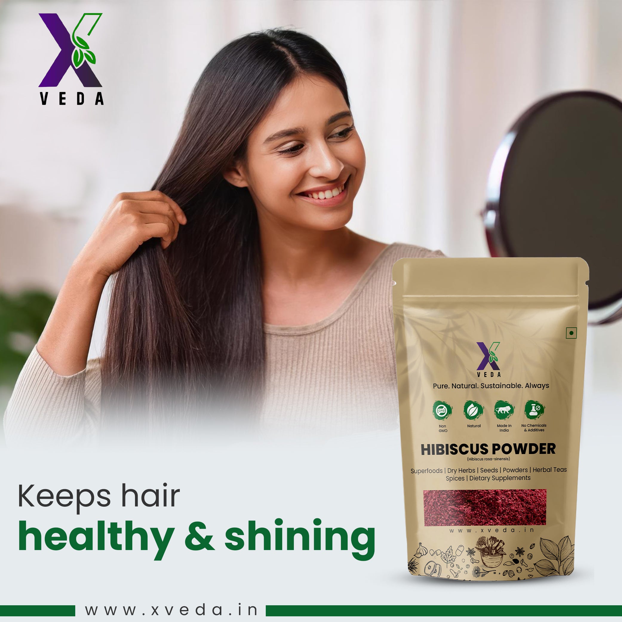 Hibiscus Powder (Hibiscus rosa-sinensis) | 100% Pure & Natural | Herbal Hair & Skin Care