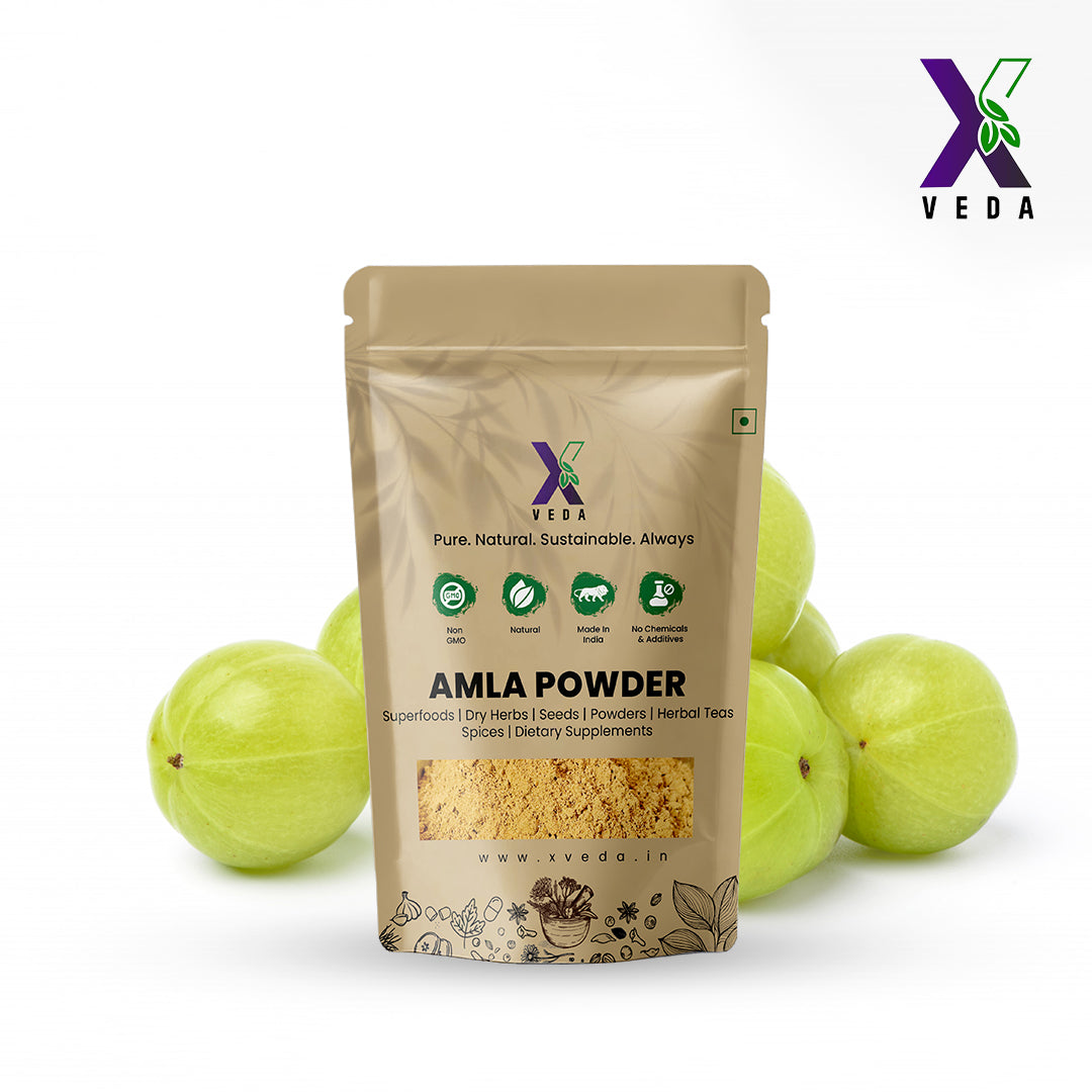 Amla Powder – Natural, Non-GMO & Chemical Free | By X Veda | Immunity, Hair & Digestive Superfood