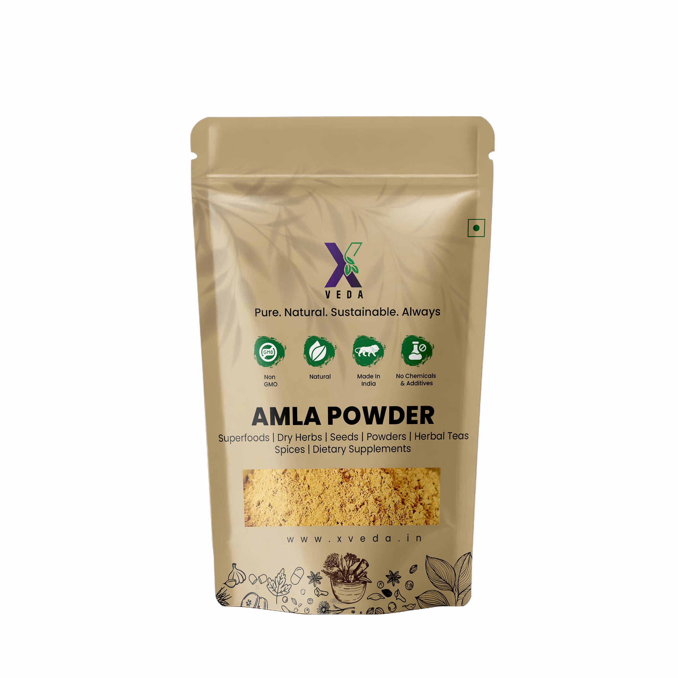 Amla Powder – Natural, Non-GMO & Chemical Free | By X Veda | Immunity, Hair & Digestive Superfood