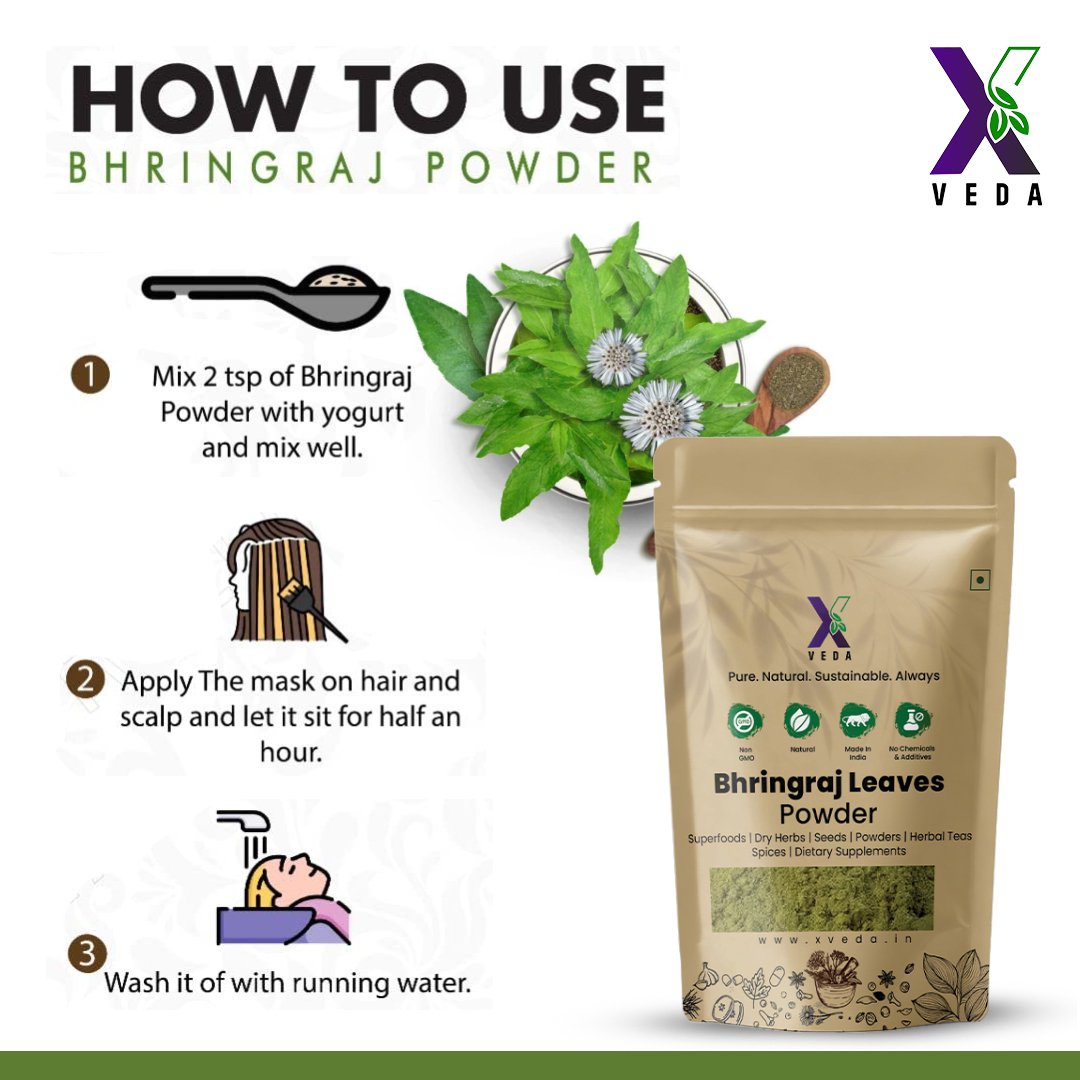 X VEDA Pure Bhringraj Leaves Powder 227 Gms - Image 3